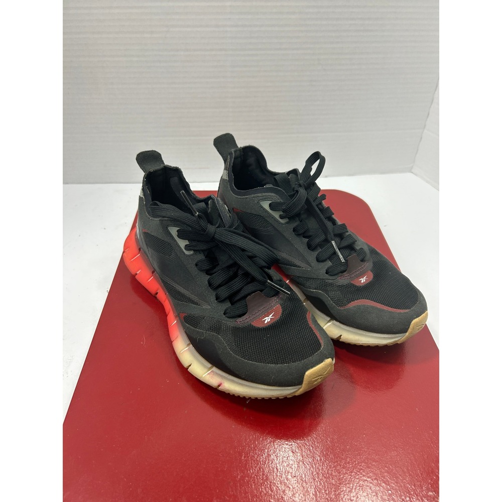 Reebok Solid Zig Kinetica II Running Shoes 7.5 Black Orange Red Techwear Sporty